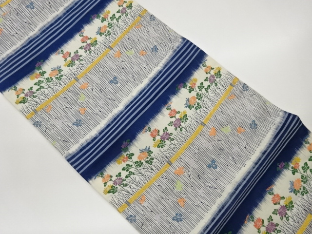 JAPANESE FUKURO OBI / WOVEN KIKU & STRIPE